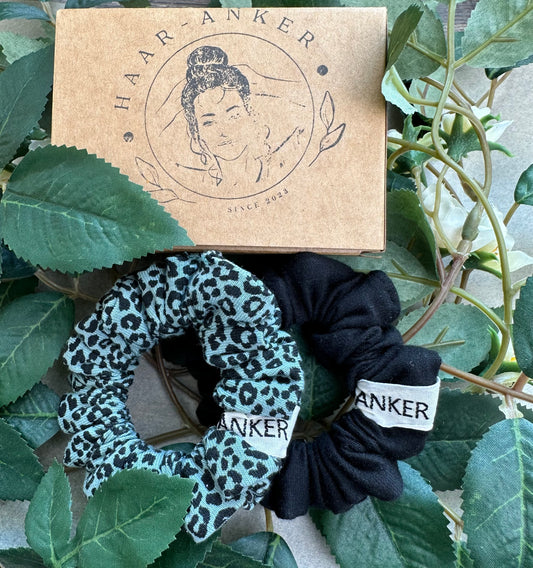 Scrunchie XS | 2er Set Leo Mint & Schwarz