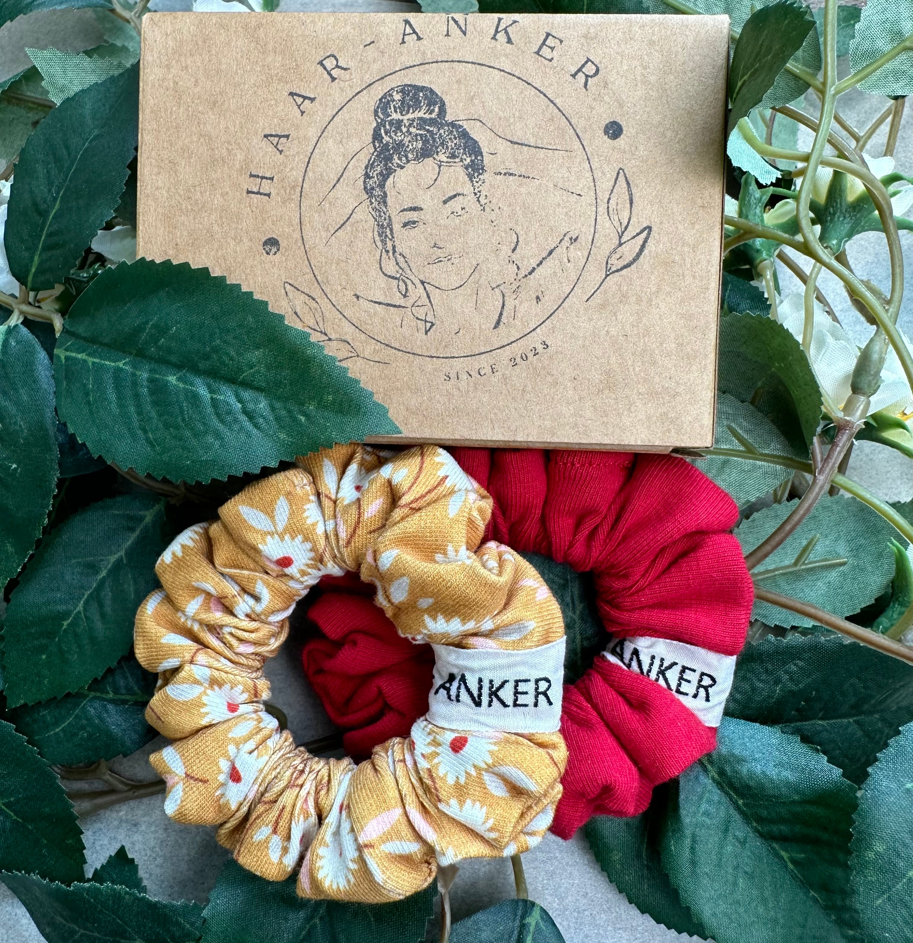 Scrunchie XS | 2er Set Gänseblümchen & Rot | HAAR-ANKER