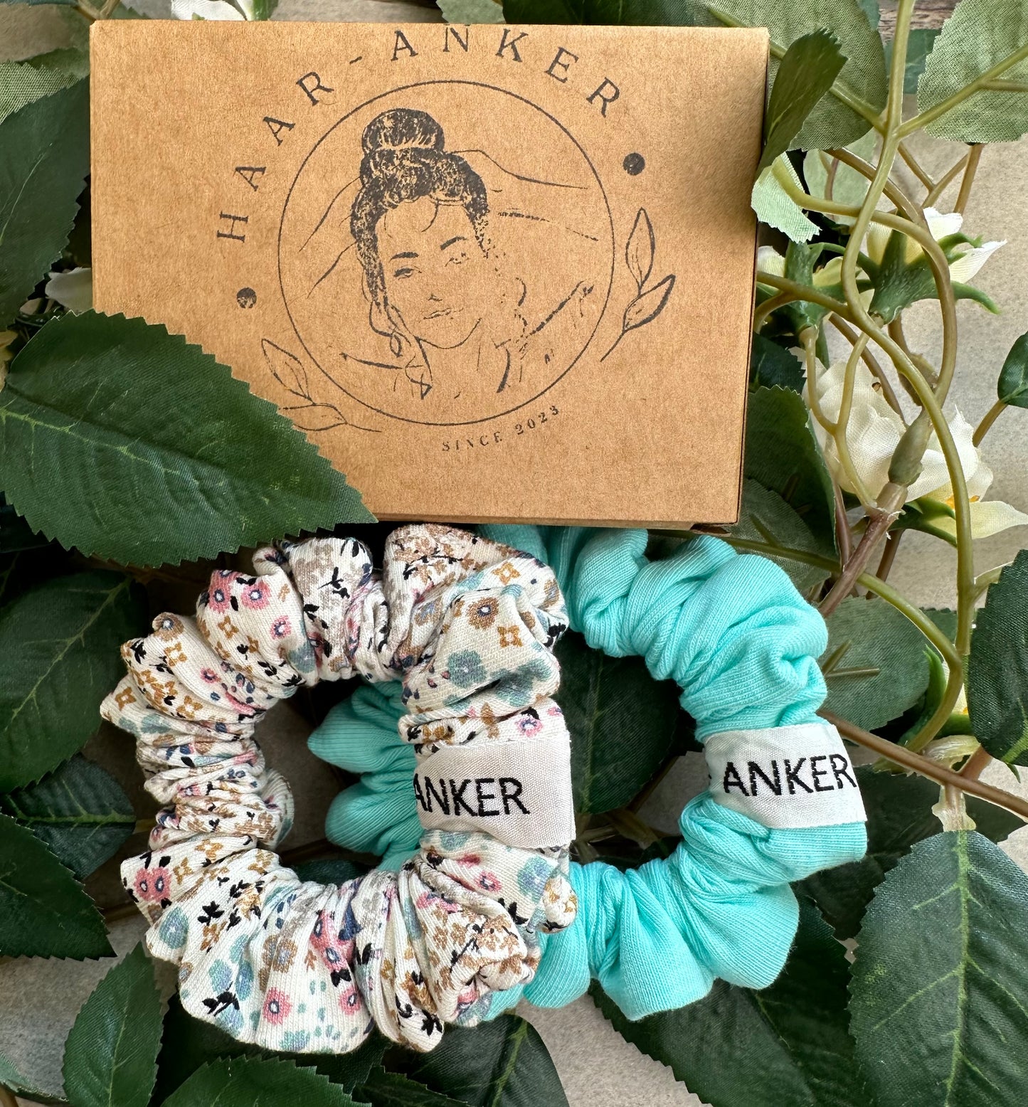 Scrunchie XS | 2er Set Blume & Mint