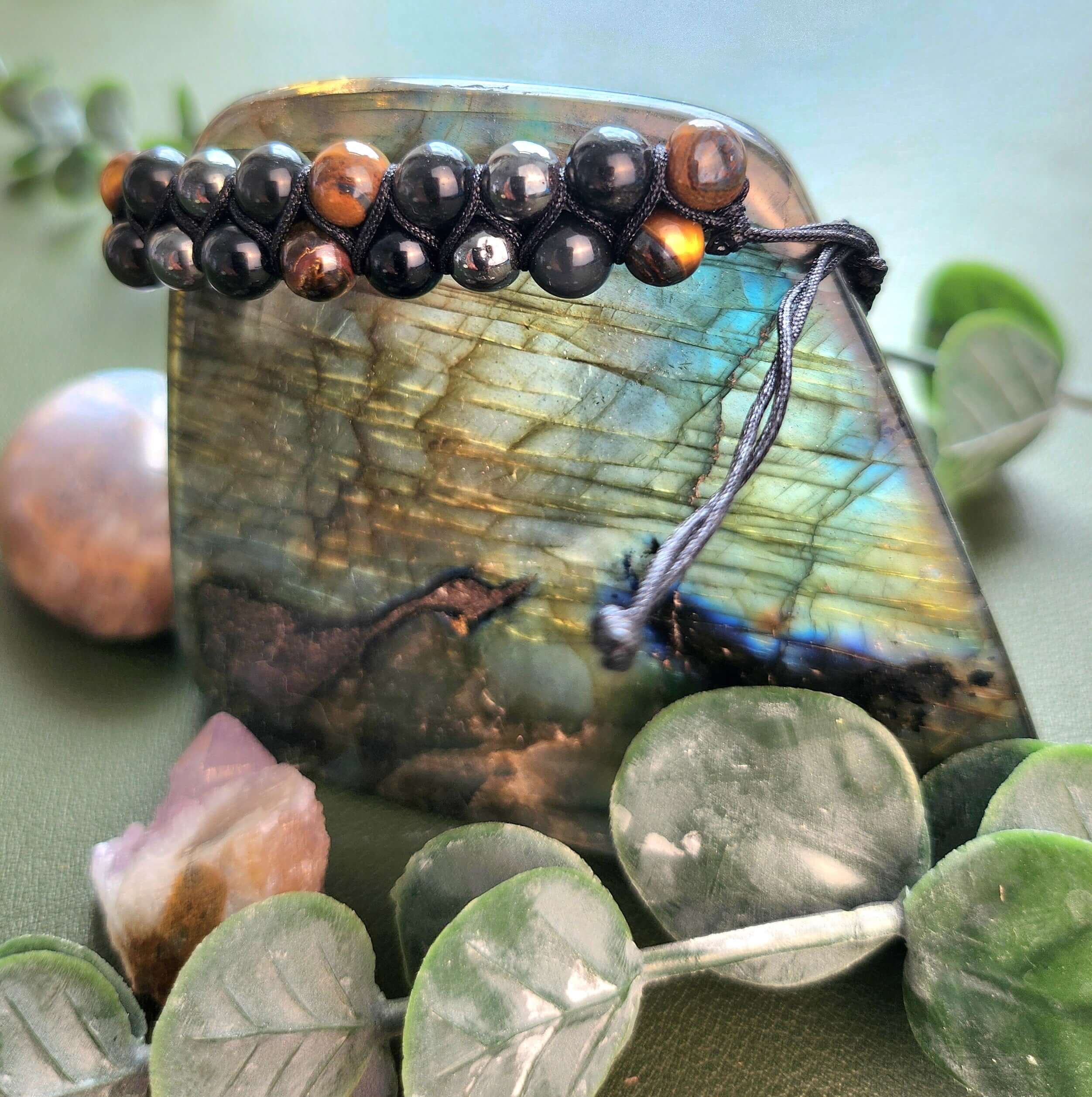 Armband Hämatit / Obsidian / Tigerauge zweireihig verstellbar | Kugelarmband | HAAR-ANKER